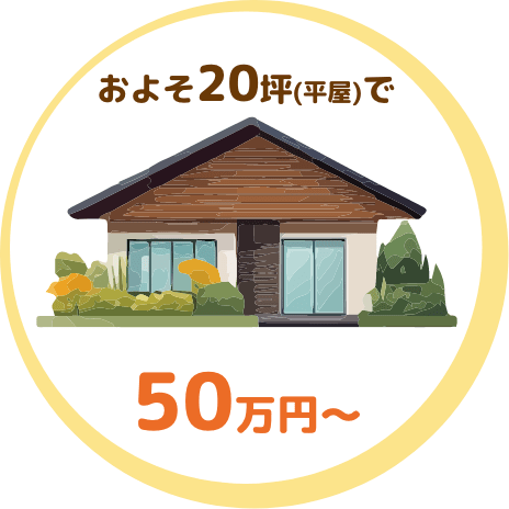 およそ20坪(平屋)で50万円〜