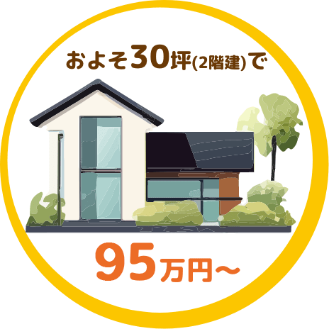 およそ30坪(2階建)で95万円〜